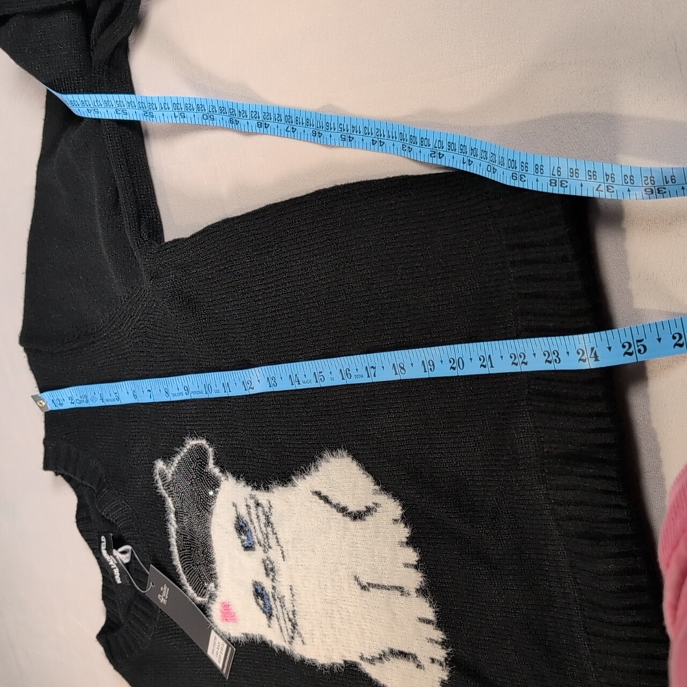 Karl Lagerfeld Paris Choupette Black Sweater Cat with Sequined Beret Size Large - Picture 6 of 9